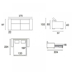 Avis Inside 75 Canapé EXPRESS MELBOURNE couchage 120 cm matelas 18 cm nubucuir gris graphite