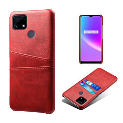 Coque en TPU + PU avec double porte-cartes rouge pour votre Realme C25