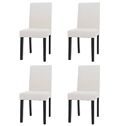 Decoshop26 Lot de 4 chaises de salle à manger dossier haut en tissu velours côtelé crème pieds foncés 04_0007520