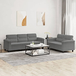 Maison Chic Ensemble de canapés 2 pcs coussins, Canapé droit Sofa pour Salon gris foncé tissu microfibre -GKD645901