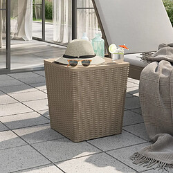 vidaXL Table de jardin avec couvercle amovible marron clair PP