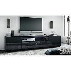 Mpc Meuble TV Gris Mat Et Noir Laqué (lxhxp) : 181 X 39 X 35 Cm