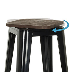 Tabouret de bar VANTAGGIO HIGH WS noir métallisé / bois véritable assise pivotante foncé hjh OFFICE