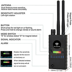 Chrono WiFi Espion Caméra Détecteur,Caméra Cachée GPS Finder Haute Sensibilité Signal sans Fil Large Gamme Double Antenne(noir)