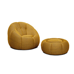 Courtois Laville Fauteuil avec pouf tissu jaune - FIGO et FAGO