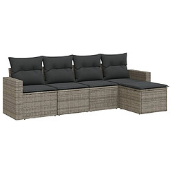 Maison Chic Salon de jardin 5 pcs avec coussins | Ensemble de Table et chaises | Mobilier d'Extérieur gris résine tressée -GKD76582