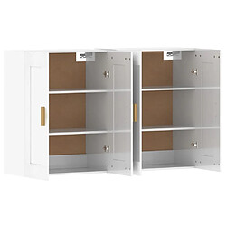 Maison Chic Lot de 2 Armoires murales,Meuble de Rangement,Armoire Suspendue blanc brillant bois d'ingénierie -MN79404 pas cher