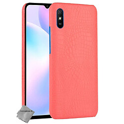 Htdmobiles Coque rigide simili cuir crocodile pour Xiaomi Redmi 9A + film ecran - ROUGE