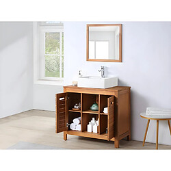 Acheter Vente-Unique Meuble de salle de bain en bois d'acacia avec simple vasque et miroir - 90 cm - PULUKAN