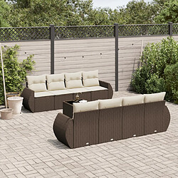 vidaXL Salon de jardin avec coussins 9 pcs marron résine tressée