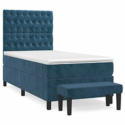 Maison Chic Lit adulte- Lit + matelas,Sommier à lattes de lit avec matelas Bleu foncé 90x200 cm -GKD94177