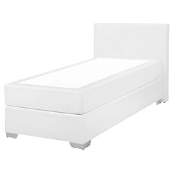 Beliani Lit boxspring en cuir PU blanc 90 x 200 cm PRESIDENT