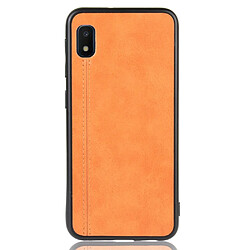 Wewoo Coque Pour Galaxy A10e Antichoc Peau de vache à coudre Motif PC + PU + TPU Case Orange