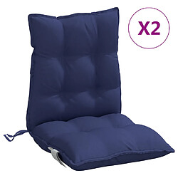 vidaXL Coussins de chaise à dossier bas lot de 2 bleu marine