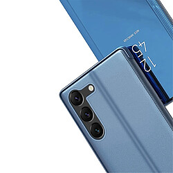 Htdmobiles Housse pour Samsung Galaxy S23 Plus 5G - etui portefeuille miroir clear view + film ecran - BLEU