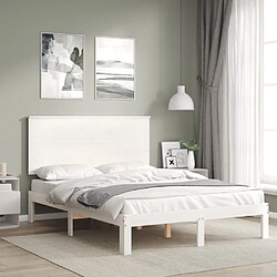 Avis Maison Chic Cadre/structure de lit avec tête de lit pour adulte - Lit Moderne Chambre blanc 140x190 cm bois massif -MN28213