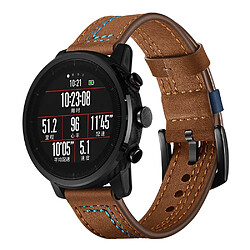 Bracelet en cuir véritable marron pour votre Huawei Watch GT2e/GT2 22mm