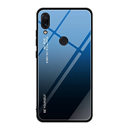 Wewoo Coque Pour Xiaomi Redmi Note 7 étui en verre de couleur dégradée bleu