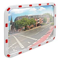 Ecd Germany Miroir de trafic convexe 60x80cm rectangulaire avec réflecteurs support inclus