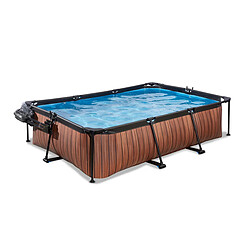 Piscine tubulaire Wood rectangulaire 2,20 x 1,50 x 0,65 m avec dôme - Exit Toys pas cher