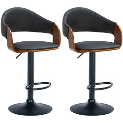 Non Lot de 2 tabourets de bar Nilse simili cuir noir