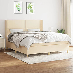 Maison Chic Lit adulte- Lit + matelas,Sommier à lattes de lit avec matelas Crème 180x200 cm Tissu -GKD33443