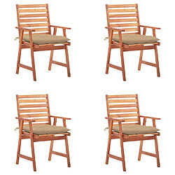 vidaXL Chaises à manger d'extérieur lot de 4 et coussins Acacia massif