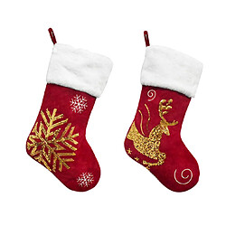 C222 2PCS Chaussettes de Noël Sac cadeau Elk Snowflake Broderie Cadeau de Noël Pendentif Chemin de Cheminée Pendentif