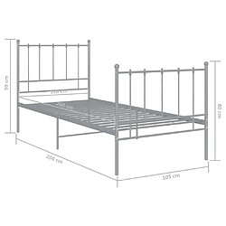 vidaXL Cadre de lit sans matelas gris métal 100x200 cm pas cher