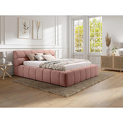 Lit coffre 160 x 200 cm - Tissu - Rose + Matelas - FORVIK de Pascal Morabito