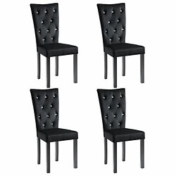 Decoshop26 Lot de 4 chaises de salle à manger cuisine boutonnées de cristaux en velours noir CDS021864