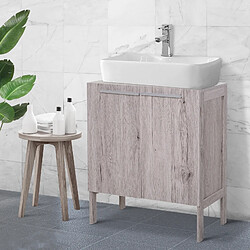 Homcom Meuble salle de bain - meuble sous-vasque - placard 2 portes avec étagère - dim. 60L x 30l x 70H cm - MDF imitation bois gris