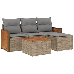 Maison Chic Salon de jardin avec coussins 5 pcs | Ensemble de Table et chaises | Mobilier d'Extérieur beige résine tressée -GKD34548