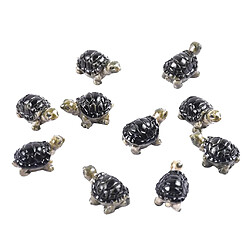 10 Pièces Mini Résine De Tortue De Mer Décor Ornement Permanent Craft Kit Noir pas cher