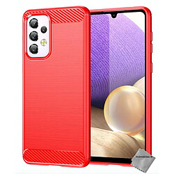 Htdmobiles Coque silicone gel carbone pour Samsung Galaxy A33 5G + verre trempe - ROUGE