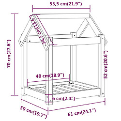 vidaXL Lit pour chien Blanc 61x50x70 cm Bois de pin solide pas cher