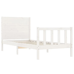 Maison Chic Cadre/structure de lit et tête de lit pour adulte - Lit Moderne Chambre blanc 100x200 cm bois massif -MN56837 pas cher