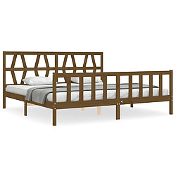 Maison Chic Lit adulte - Cadre Structure de lit avec tête de lit Contemporain marron miel 200x200cm bois massif -MN76299