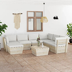 vidaXL Salon de jardin palette 8 pcs avec coussins bois d'épicéa