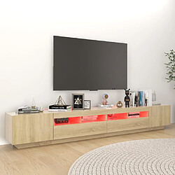 Avis vidaXL Meuble TV avec lumières LED Chêne sonoma 260x35x40 cm