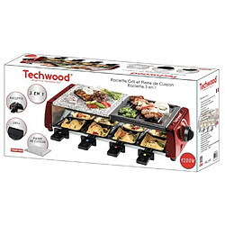 Acheter Techwood Appareil Raclette-Grill-Plancha-Pierre de Cuisson, 1200 W, Inclus : 8 poêlons, Rouge