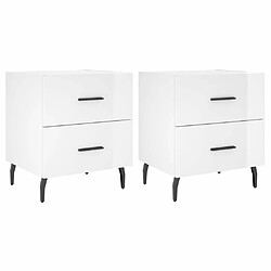 Maison Chic Lot de 2 Tables de chevet,Table de nuit,Table d'appoint pour salon blanc brillant 40x35x47,5 cm -MN58544