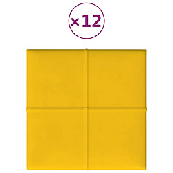 vidaXL Panneaux muraux 12 pcs Jaune 30x30 cm Velours 1,08 m²