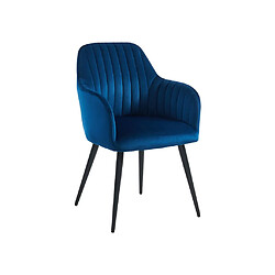 Avis Vente-Unique Lot de 6 chaises avec accoudoirs en velours et métal noir - Bleu - ELEANA