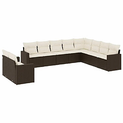 Maison Chic Salon de jardin 10 pcs avec coussins, Ensemble Tables et chaises d'extérieur marron résine tressée -GKD997390