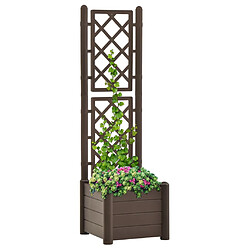 vidaXL Jardinière avec treillis 43x43x142 cm PP Moka