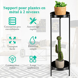 Helloshop26 Etagère à fleurs colonne à plantes en acier porte pots pour intérieur et extérieur charge max 15 kg 25 x 80 cm noir 20_0008556