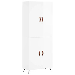 vidaXL Buffet haut Blanc brillant 69,5x34x180 cm Bois d'ingénierie