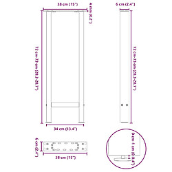 vidaXL Pieds de table basse blanc 2 pcs 38x(72-73) cm acier pas cher