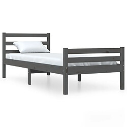 vidaXL Cadre de lit sans matelas gris bois massif 100x200 cm